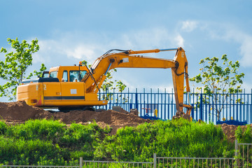 Excavator on the construction site