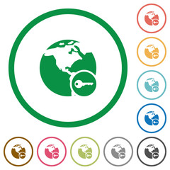 Secure internet surfing flat icons with outlines