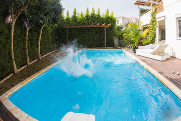 Splashing water in pool