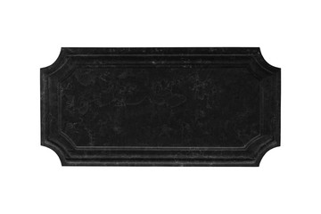 Black marble signboard texture isolated on white.