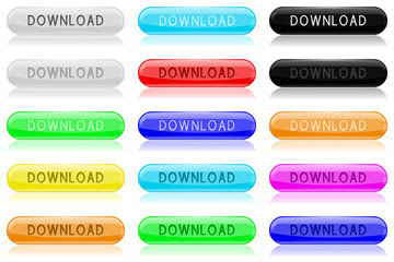 Download glass buttons. Oval colored menu icons collection