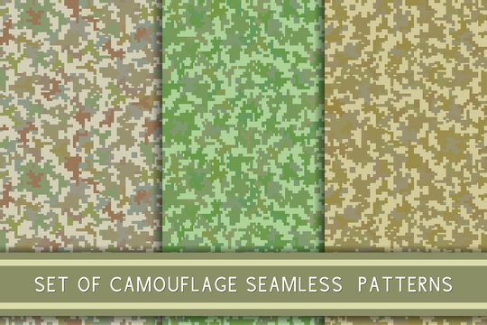 Pixel camo collection. Seamless pattern