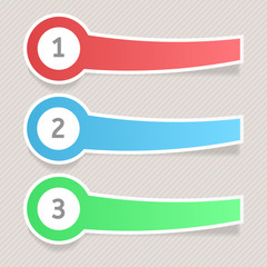 Obraz premium Paper labels with white frame. Matted colored elements on gray background