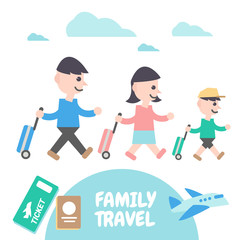 Family Travel, Vector Illustration. Flat Design Elements.