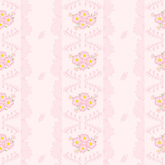 A drawing in a small pink flower on a pink background. Colorful seamless background for textiles, fabric, cotton fabric, covers, wallpapers, print, gift wrapping and scrapbooking.