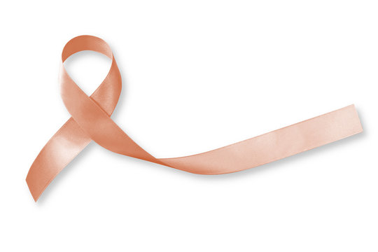 Uterine and Gynecologic Cancer Awareness Peach color ribbon isolated with clipping path