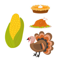 Happy thanksgiving day symbols design holiday objects fresh food harvest autumn season vector illustration