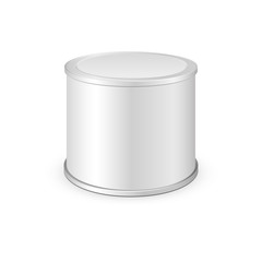 Metal tin can, canned food. Illustration isolated on white background