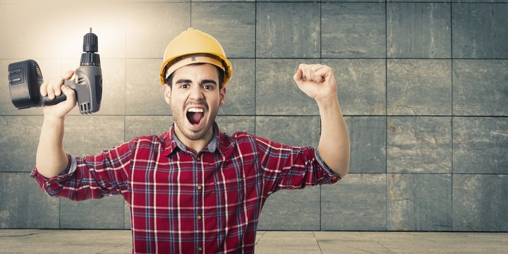 worker with expression of success and achievement