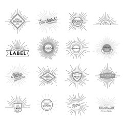 Vintage Monochrome Sunburst Labels Set