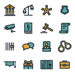 Vector flat justice icons set