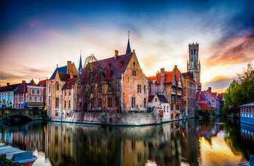 Fototapeta premium Beautiful view of Brugge (Bruges) old historical town in Belgium