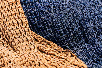 fishing net close up in two colors