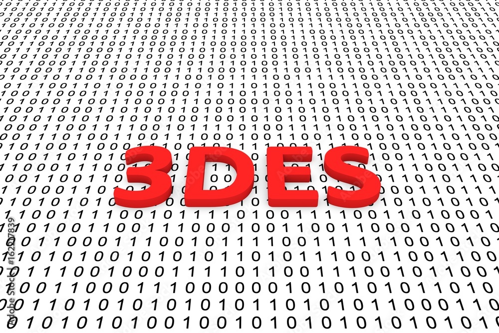 Aufkleber 3des in the form of binary code, 3d illustration