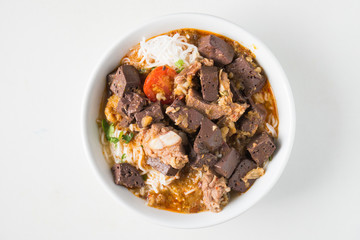 Popular Thai Northern Food,Spicy rice noodle soup or rice vermicelli soup,Kanom Jeen