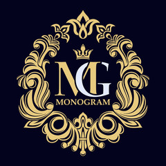 Vintage vector monogram..Elegant emblem for hotels, restaurants, bars, and public institutions. The logo on brochures, presentations, invitation cards..