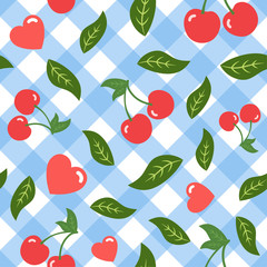 Cherry and Heart Seamless Pattern Vector