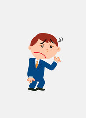 White businessman. Vector illustration isolated in a funny cartoon style. The character is very tired and somewhat dizzy.