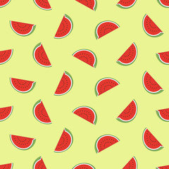 Minimalist watermelon high quality seamless pattern. Cute seamless pattern with watermelons. Vector background. Good for wallpaper, invitation cards, textile print. Vector trendy illustrations.