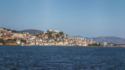 Fototapeta na wymiar View of the Historical Centre of Sibenik City from the Sea, Dalmatia, Croatia