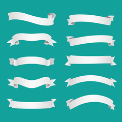 White ribbons set vector illustration
