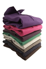 many colorful sweaters in a row..Still life of clothes, stack of sweater