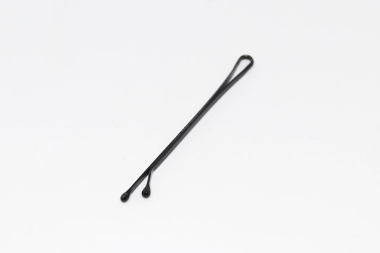 recommend clip art: Small black metal hairpin isolated on white, hair pin silhouette