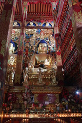 Monastic Decoration inside an Amdo Tibetan Buddhist Temple in Qinghai China Asia