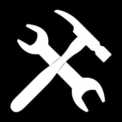 Wrench and hammer   it is the white color icon .