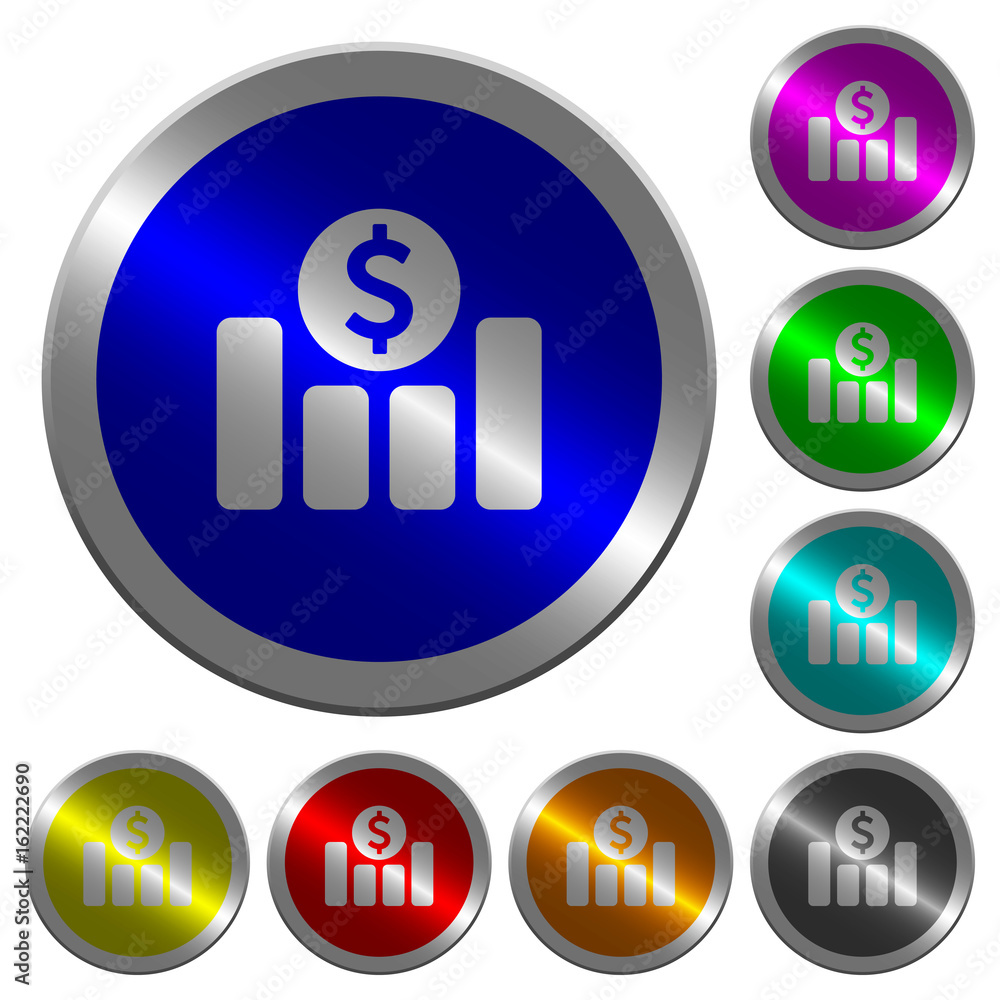 Poster dollar financial graph luminous coin-like round color buttons