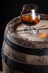 Old and tasty whisky in the distillery basement