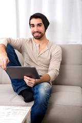 Young man using a tablet pc