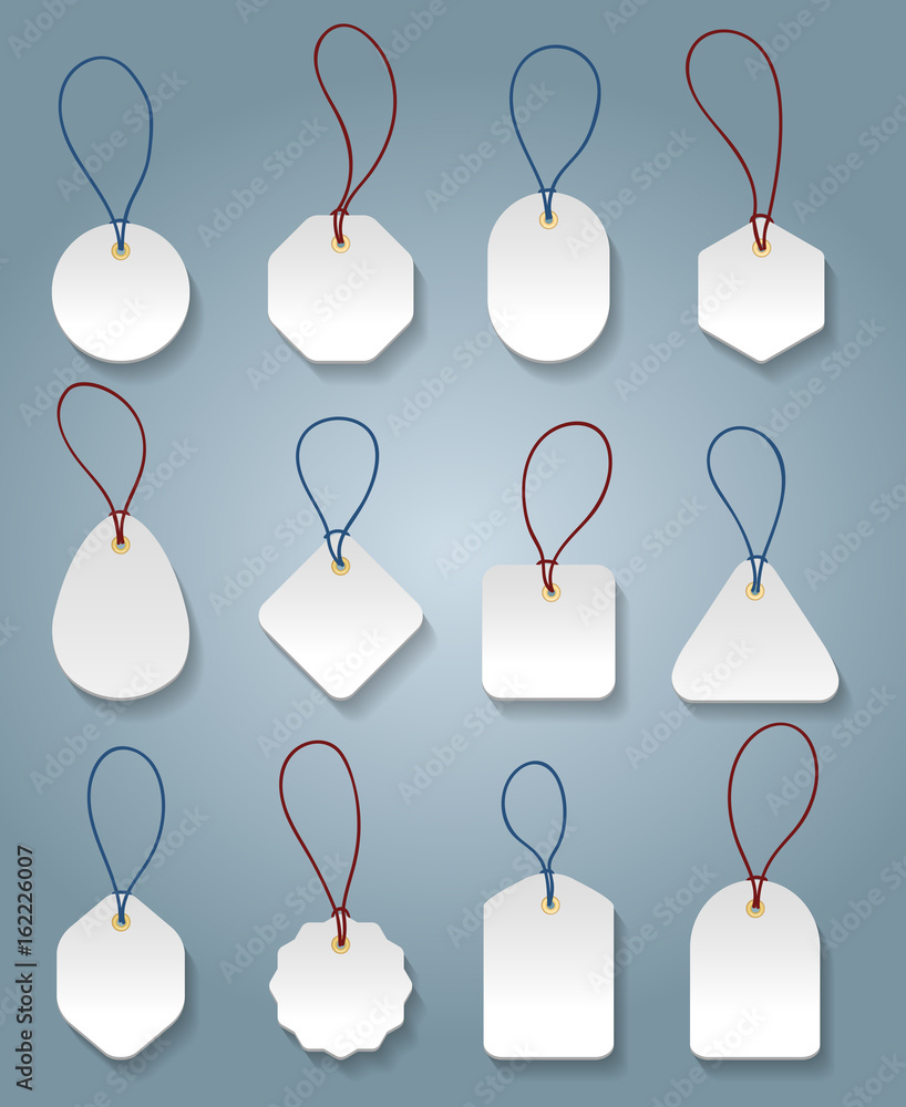 Wall mural white price tag templates. vector tags or labels for sale pricing