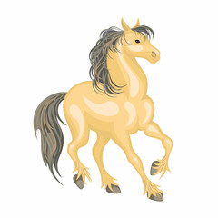The realistic image of a beautiful horse on a white background. Vector illustration.