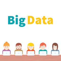 BIG DATA people with computer vector illustration
