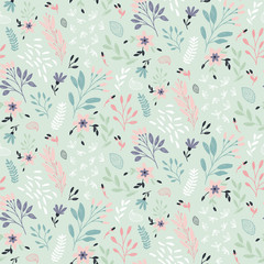 Fashion floral print with flowers and leaf. Vector seamless pattern. - 162227271
