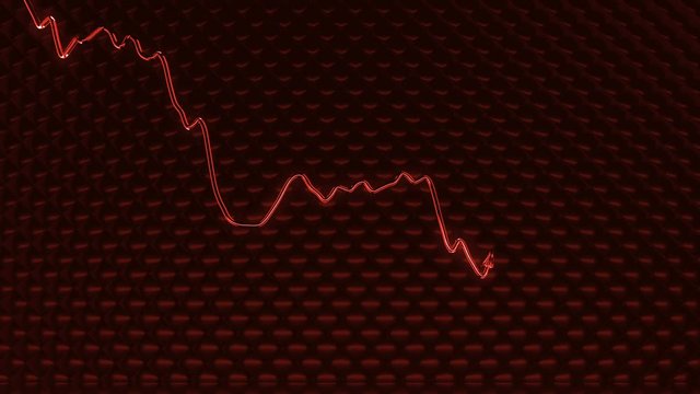 red glass Graph shattered and broken as recession or  financial crisis