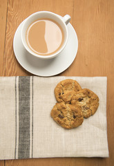 Tea with chocolate chip cookies 