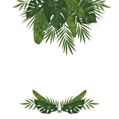 Vector template with tropical leaves. Trendy summer tropical concept. Element of the jungle for the design of invitations, greeting cards etc.