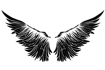 Fototapeta na wymiar Wings. Vector illustration on white background. Black and white style 