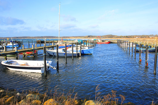 Idyllic harbour on Fyn Island, Denmark