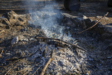 white smoke from bonfire