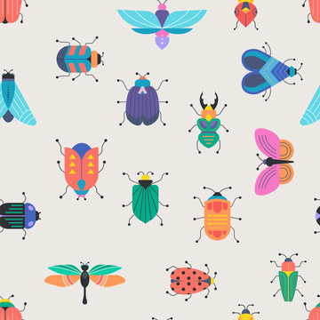 Bugs, insects, Butterfly, ladybug, beetle, swallowtail, dragonfly collection. Modern set of icons, symbols and illustrations