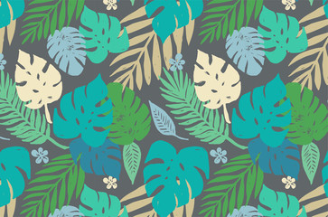 Summer, Tropical Paradise, beach, background with palm leaves