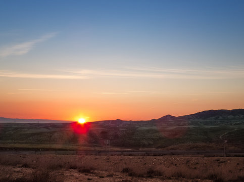 sunrise in la muela zaragoza spain