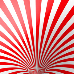 Red volumetric striped background. Cone. Red and white perspective spiral wallpaper. Funnel. Not trimmed, edges under the mask.