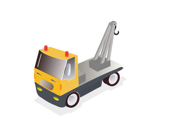 illustration of yellow tow truck on white background