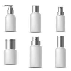 Realistic Template Blank White Bank or Bottle Cosmetic Cream Set. Vector