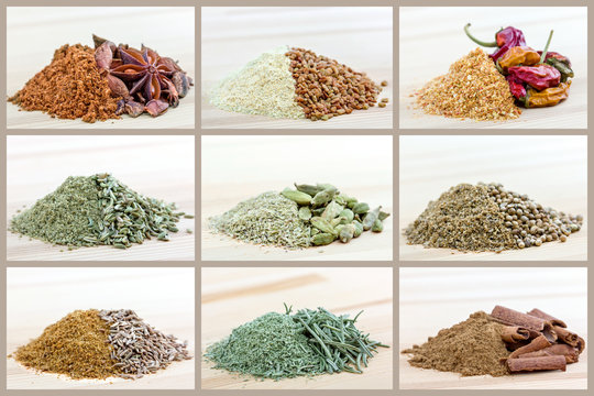 Collage of different spices
