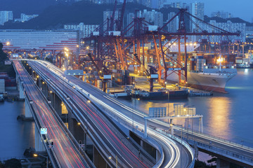 Cargo Port and Highway in Hong Kong